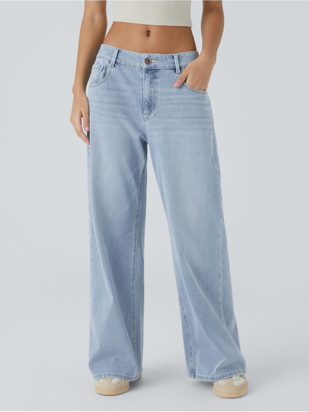 NWT Halara Flex Low Rise Wide Leg Casual Blue Jeans Size MP
